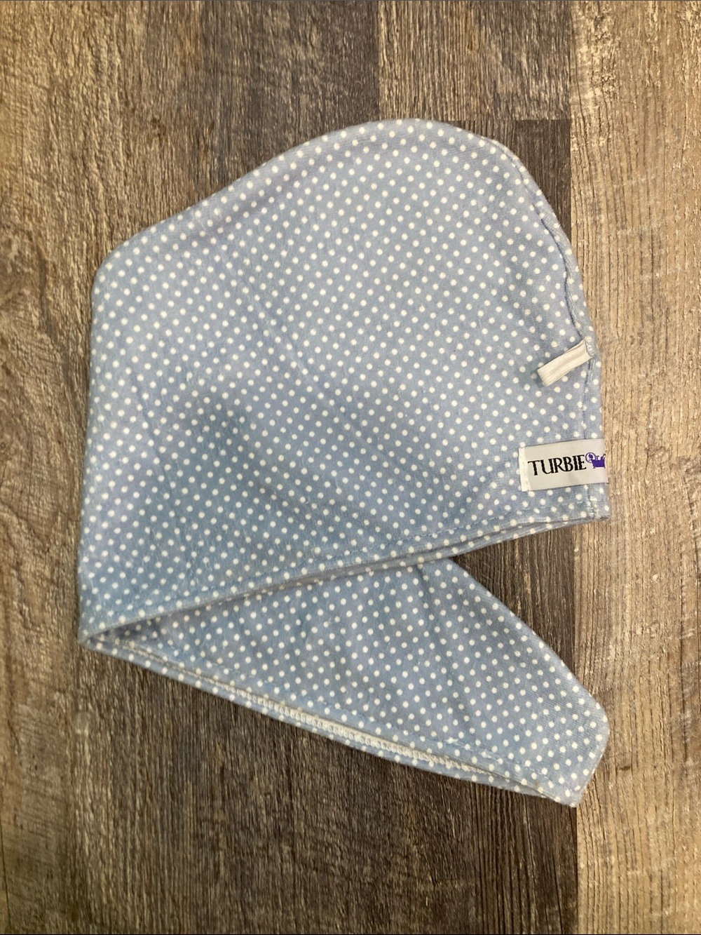 TURBIE TWIST Light Blue Polka Dot Hair Towel Wrap